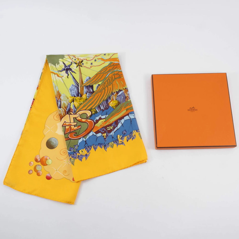 HERMES Yellow Silk Scarf - Picture 11 of 16
